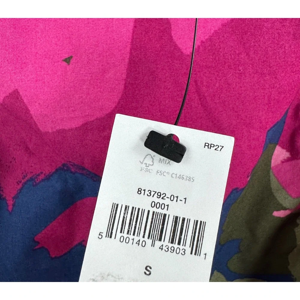 Banana Republic Crop Croset Top sz S Pink Floral Puff Sleeve Open Back boho